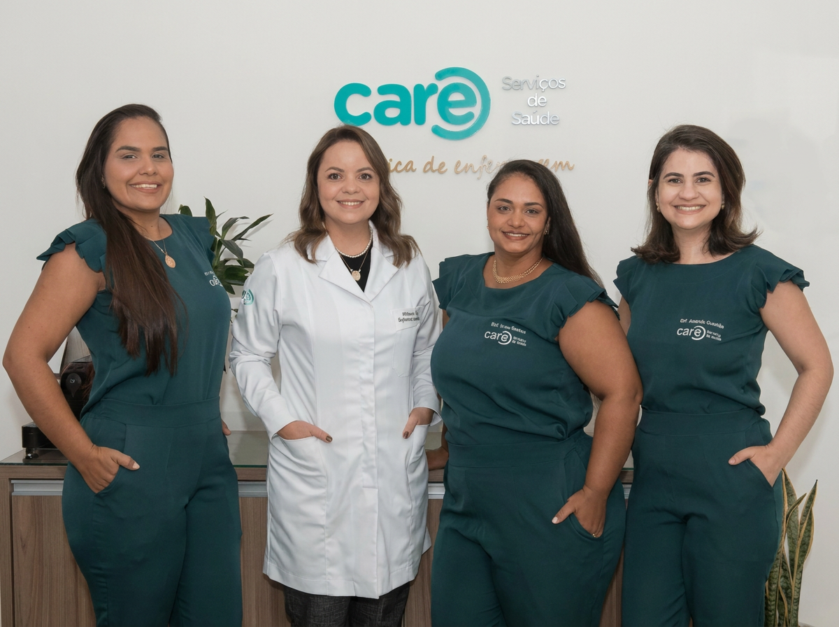 Equipe da Care reunida na clínica